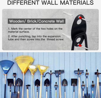 Multifunctional Double Hooks Wall Organizer Tool Hanger Household Garden Tool Hook Garage Holder