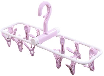 Multifunctionele 12 Clip Winddicht Opvouwbare Kleerhanger Droger Multi-Functionele Droogrek Ondergoed Sokken Clip Plastic Paars