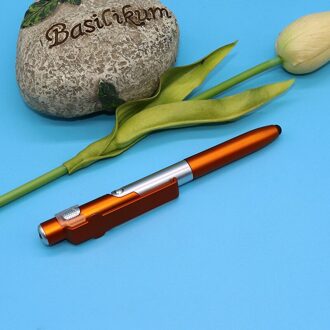 Multifunctionele 4-In-1 Opvouwbare Balpen Stylus (Zaklamp + Ondersteuning) Voor Tablet Mobiel oranje