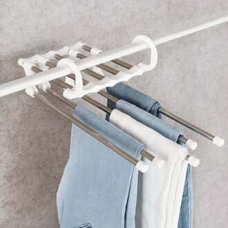 Multifunctionele 5 In 1 Broek Magazijnstelling Verstelbare Broek Tie Opslag Plank Closet Organizer Rvs Kleerhanger