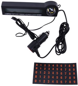 Multifunctionele 5 In 1 Voltage Tester Kompas Thermometer Auto Parkeerkaart Klok Kalender Digitale Lcd Dashboard Bal