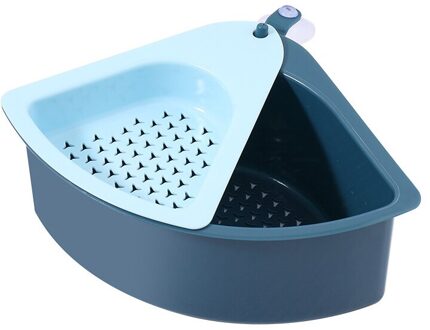 Multifunctionele Aftappen Rack Zuignap Wastafel Hoek Spons Opslag Plank Voor Keuken QP2 Blauw