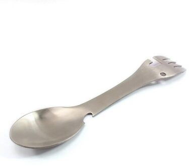 Multifunctionele All-In-Een Vork En Lepel Rvs Alle-In-een Vork En Lepel Kan opener Draagbare Kamp Outdoor Bestek mat zilver