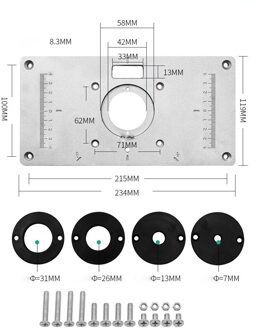 Multifunctionele Aluminium Router Tafel Insert Plaat Houtbewerking Bankjes Hout Router Trimmer Modellen Graveermachine