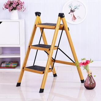 Multifunctionele Anti- Slip Ladder 3 Loopvlak Veilig Stap Ladder Draagbare Stap Krukken Met Tool Tray Gouden Kleur 1