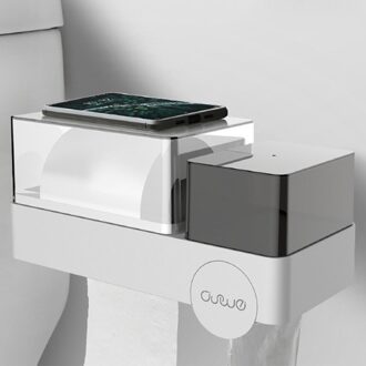 Multifunctionele Badkamer Tissue Houder wandmontage Plastic Waterdichte Tissue Houder Vuilniszakken Maandverband Opbergdoos grijs