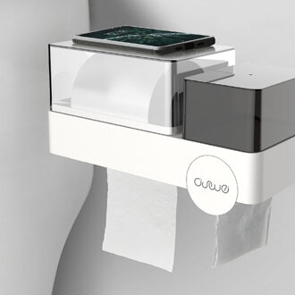 Multifunctionele Badkamer Tissue Houder wandmontage Plastic Waterdichte Tissue Houder Vuilniszakken Maandverband Opbergdoos wit