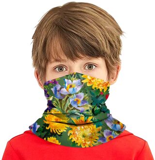 Multifunctionele Bloemen Hoofd Sjaal Hals Cover Wasbare Fietsen Masker Chiffon Quick Dry Print Sjaal Voor Kid Baoy Meisje Sjaals