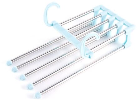 Multifunctionele Broek Hanger 5-In-1 Draagbare Roestvrij Staal Broek Rekken Broek Hanger Kleding Opslag Organisatie blauw