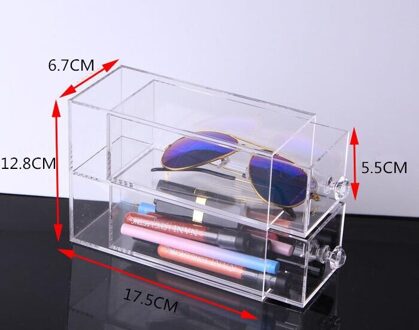 Multifunctionele Clear Acrylic Make Organizer Opbergdoos Draagbare Make Up Opslag Lade Glazen Pen Cosmetische Display Stand Rack 2 Layers
