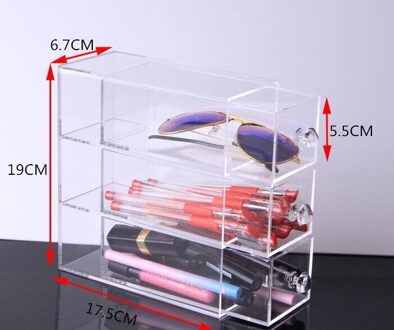 Multifunctionele Clear Acrylic Make Organizer Opbergdoos Draagbare Make Up Opslag Lade Glazen Pen Cosmetische Display Stand Rack 3 Layers