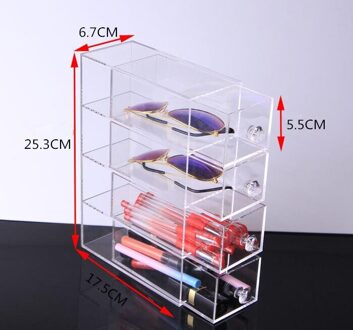 Multifunctionele Clear Acrylic Make Organizer Opbergdoos Draagbare Make Up Opslag Lade Glazen Pen Cosmetische Display Stand Rack 4 Layers