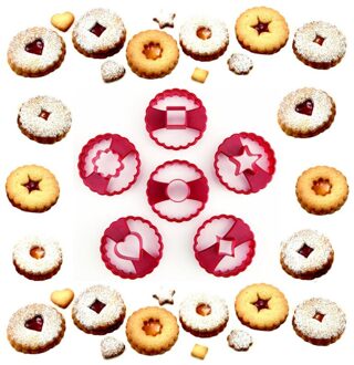 Multifunctionele Cookie Cutter Cake Decorating Fondant Snijders Tool Linzer Cookie Cutters Set Van 6