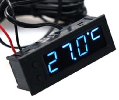 Multifunctionele DC12V Led Auto Klok Thermometer Temperatuur Gauge Voltmeter % blauw