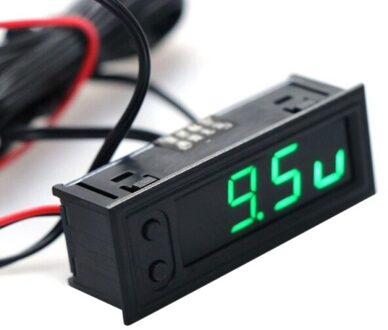 Multifunctionele DC12V Led Auto Klok Thermometer Temperatuur Gauge Voltmeter % groen