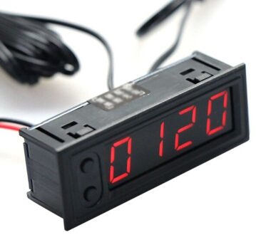 Multifunctionele DC12V Led Auto Klok Thermometer Temperatuur Gauge Voltmeter % rood
