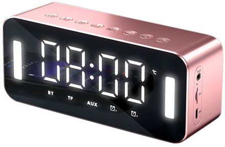 Multifunctionele Digitale Elektronische Klok Draadloze Bluetooth Speaker Stereo Bass Nachtlampje Temperatuur Display Fm Radio 02