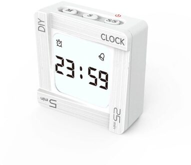 Multifunctionele Diy Time Management Pomodoro Timer Creatieve Vierkante Wekker Trillingen Knipperende Backlight Timer Kookwekker 02