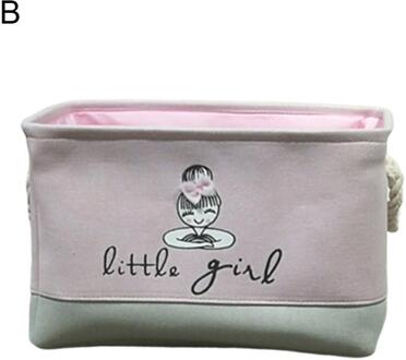 Multifunctionele Draagbare 40*28*24Cm Wasmand Speelgoed Organizer Katoen Linnen Ballet Meisje Boog Print Grote Capaciteit opslag Mand