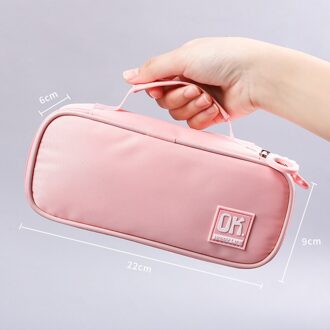 Multifunctionele Draagbare Etui Grote Capaciteit Potlood Gevallen Pencilcase Effen Kleur Estuche Escolar Trousse Scolaire A roze