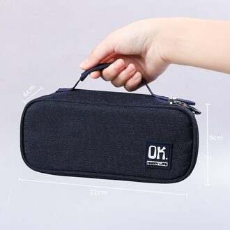 Multifunctionele Draagbare Etui Grote Capaciteit Potlood Gevallen Pencilcase Effen Kleur Estuche Escolar Trousse Scolaire D marine