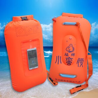 Multifunctionele Dubbele Air Emmer veilig zwemmen ballon Opslag Zwemmen Drift Tas met waterdichte mobiele telefoon pocket (Oranje)