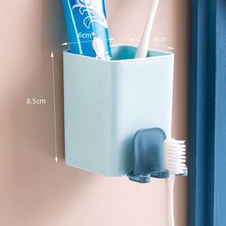 Multifunctionele Duurzaam Tandenborstelhouder Krachtige Zuignap Opbergdoos Kan Worden Opgehangen Met Elektrische Gewone Tandenborstel 1Pcs blauw