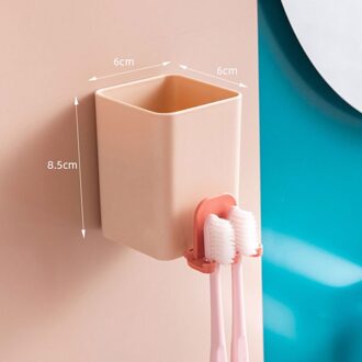 Multifunctionele Duurzaam Tandenborstelhouder Krachtige Zuignap Opbergdoos Kan Worden Opgehangen Met Elektrische Gewone Tandenborstel 1Pcs roze