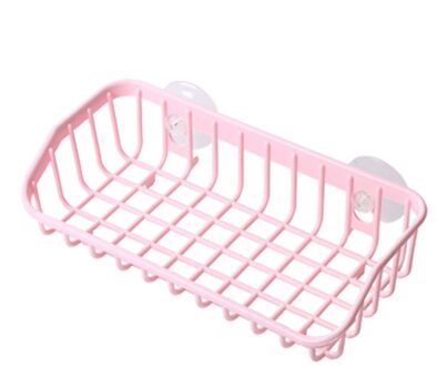 Multifunctionele Duurzaam Zuignap Afwassen Spons Houder Opknoping Magazijnstelling Afvoer Rack Gootsteen Plank Keuken Accessoires roze