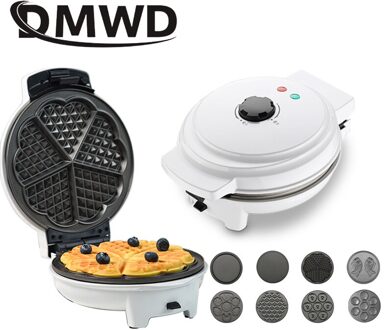 Multifunctionele Elektrische Ei Wafel Maker Donut Cake Machine Mini Muffin Bubble Bakken Pan Grill Oven 3 Verwisselbare Platen EU wit