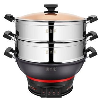 Multifunctionele elektrische fornuis met 2 lagen Stoomboot Lade voor dampende frituren stoven pot gietijzeren pan Ideaal voor 2-3 mensen