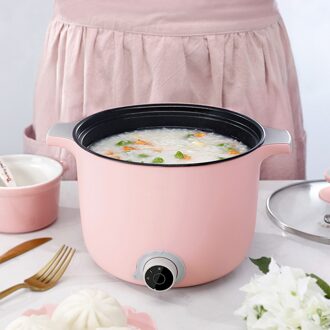 Multifunctionele Elektrische Koekenpan Rvs Hotpot Noedels Rijstkoker Ei Stoomboot Soep Kookpot Mini Heater Pan 1.5L Roze
