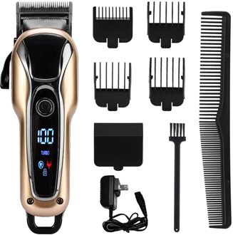 Multifunctionele Elektrische Tondeuse Professionele Digitale Hair Trimmer Baard Scheerapparaat Clipper Snijmachine Tondeuse KM-1990 ons aansluiten
