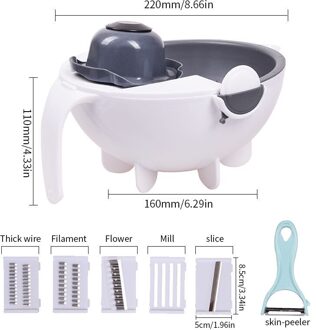 Multifunctionele Fruit Groente Wasmand Zeef Draaien Groente Cutter Met Afvoer Mand Creatieve Afdruiprek Keuken Gereedschap