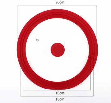 Multifunctionele Gehard Glazen Deksel Pot Explosieveilige -Proof Visualisatie Siliconen Rand Keukengerei Kookgerei Onderdelen rood-16-18-20