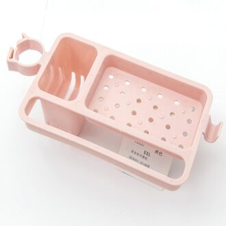 Multifunctionele Gereedschaphouder Keuken Opslag Keuken Opknoping Afvoer Mand Thuis Badkamer Plastic Douche Shampoo Plank # Y30 Roze