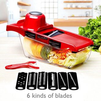 Multifunctionele Groente Slicer Cutter Keuken Accessoires Papaya Cutter Fruit Peeler Aardappel Wortel Scheerapparaat Slicer Driver Gereedschap rood met doos