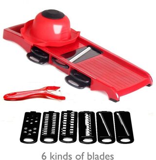 Multifunctionele Groente Slicer Cutter Keuken Accessoires Papaya Cutter Fruit Peeler Aardappel Wortel Scheerapparaat Slicer Driver Gereedschap rood zonder doos