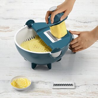 Multifunctionele Groentesnijder Huishoudelijke Potato Slicer Chip Snijmachine Radijs Rasp Keuken Accessoires Groentesnijder Blauw