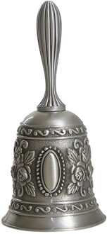 Multifunctionele Hand Bell Call Bell Muziekinstrument Voor Home School Kerk Restaurants zilver met bloem