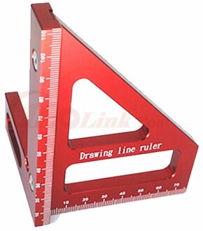 Multifunctionele Hoek Heerser 45 90 Graden Aluminium Nauwkeurige Houtbewerking Vierkante Hoek Heerser Markering Gauge Timmerman Gereedschap rood-plein