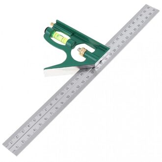 Multifunctionele Hoek Heerser Verstelbare Combinatie Vierkante Houtbewerking Heerser 12 Inch 300Mm Met Bubble Level Gauge Meten 30mm groen