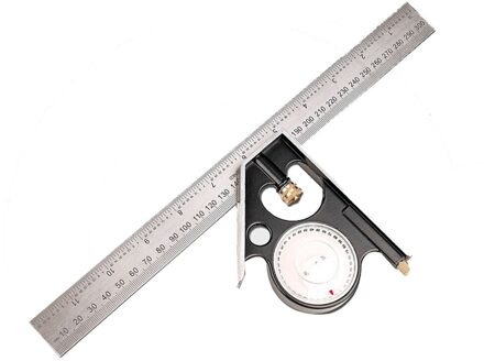 Multifunctionele Hoek Heerser Verstelbare Combinatie Vierkante Houtbewerking Heerser 12 Inch 300Mm Met Bubble Level Gauge Meten Pointer ruler
