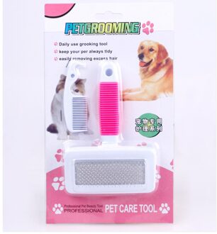 Multifunctionele Hond Ontharing Naald Kammen Bont Reinigingsborstel Grooming Grote Maat Kammen Pet Beauty Grooming Tool Licht Groen / kleine maat
