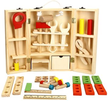 Multifunctionele Houten Tool Speelgoed Pretend Play Gereedschapskist Accessoires Set Educatief Bouw Speelgoed Kinderen