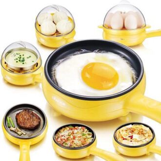 Multifunctionele Huishoudelijke Mini Ei Omelet Pannenkoek Gebakken Biefstuk Elektrische Koekenpan Non-stick Gekookt Eierkoker Stoomboot Eu Ons geel