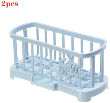 Multifunctionele Keuken Afvoer Rack Plank Zuignap Gootsteen Kom Mand Spons Houder Keuken Badkamer Organizer 2stk blauw