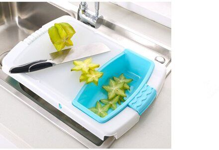 Multifunctionele Keuken Hakblokken Wastafels Afvoer Mand Snijplank Groente Vlees Gereedschap Keuken Accessoires Snijplank Blauw
