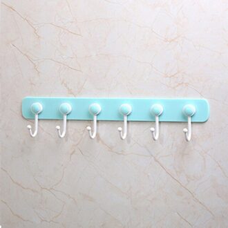 Multifunctionele Keuken Opslag Haak Houder 6 Haken Muur Deur Holder Hanger Rack Voor Lepel Scoop Badkamer Keuken Organizer blauw
