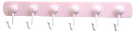 Multifunctionele Keuken Opslag Haak Soild Geen Spoor 6 Verbinding Haak Creatieve Keuken Achter De Deur Muur Adhesive Haken Roze